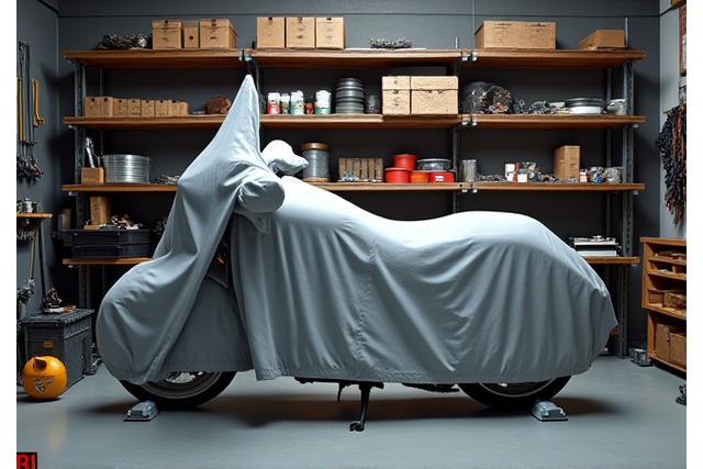 Motorrad-Winterlager in einer Werkstatt