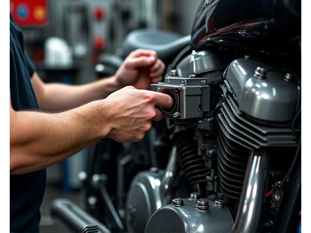 Motorradwartung mit Werkzeugen und Öl